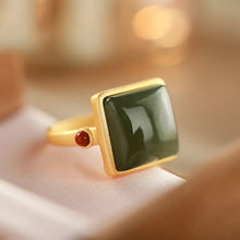 Load image into Gallery viewer, Ancient French Gold Gray Jade Mauve Jade Geometric Simple Refined Grace All-Match Fashion Fashion Summer Ring Rings Ornament
