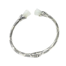 Load image into Gallery viewer, Hetian Jade Silver Bracelet Female S925 Sterling Silver Vintage Silver Jewelry National Style Hand Jewelry Solid Elastic Open
