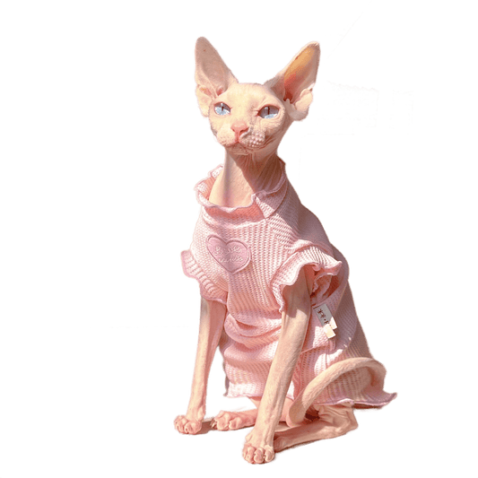 Pink Waffle Vest  Kitten Cat Outfit
