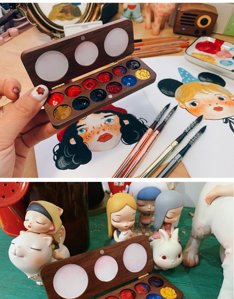 Portable Wooden Handmade Watercolor Paint Box