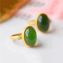 Load image into Gallery viewer, Natural Hetian Jade Ring Female Opening Adjustable Fat Hand Index Finger Ring Chinese Royal Court Style Classical Simplicity Rin

