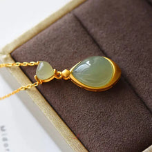 Load image into Gallery viewer, Natural Hotian Jade Pendant Necklace Female Water Drop Hetian Gray Jade Clavicle Chain Versatile Personality S925 Sterling Silve
