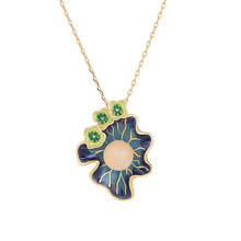 Load image into Gallery viewer, 2022 New Palace Yanfeng Cheongsam Necklace Lotus Leaf Cold Enamel Craft Inlaid Natural Chalcedony Necklace Wholesale for Women
