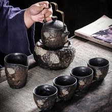 Load image into Gallery viewer, Zen Lotus Beam Pot Warm Tea Set Teapot Teacup Candle Tea Warmer Base A Pot of Four Cups Cup Teaware Kitchen Dining Bar Home
