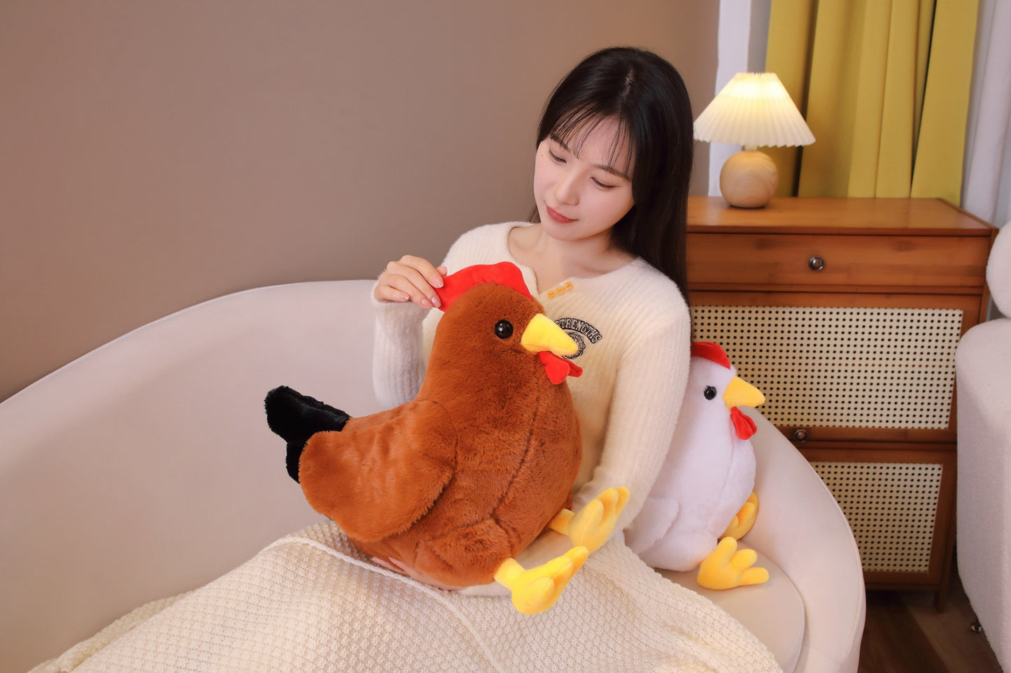 30-40cm Kawaii White A Fat Rooster Stuffed Toy