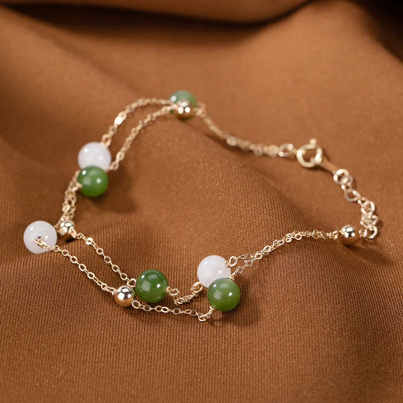 Chengyue Small Exquisite Starry Bracelet Jasper Plated 14K Gold Gilded White Jade Bracelet High-Grade Women's Jewelry