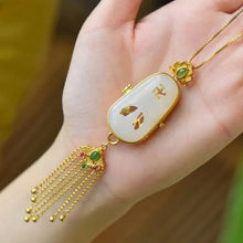 Load image into Gallery viewer, Tassel Perfume Bag Pendant Gold-Plated Inlaid Natural Hetian Jade Seamless Buddha Can Be Opened Niche for a Statue of the Buddha
