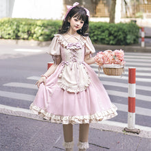 Load image into Gallery viewer, Japanese Kawaii Lolita Princess OP Dress Women Elegant Sweet Pastoral Style Bow Bandage Tea Party Dresses Girls Cute Fairy Dress
