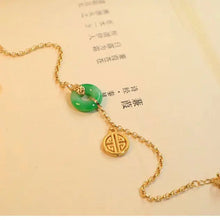Load image into Gallery viewer, Hetian Jade Safety Buckle Bracelet Women&#39;s S925 Sterling Silver Gold-Plated Chinese Style Double Happiness Jasper Retro Ancient
