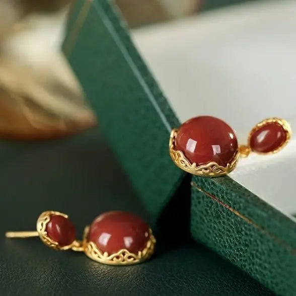 Natural South Red Agate High-Grade Earrings French Style Internet Celebrity Chanel-Style S925 Sterling Silver Eardrops Earri