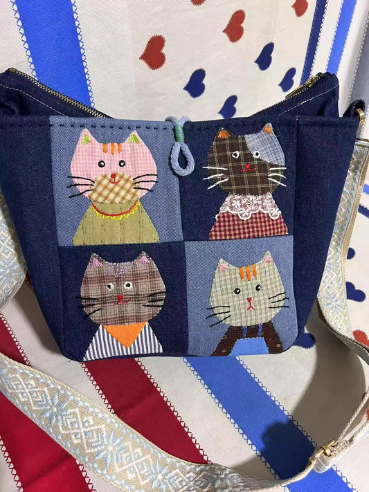 Handmade cat sewing bag