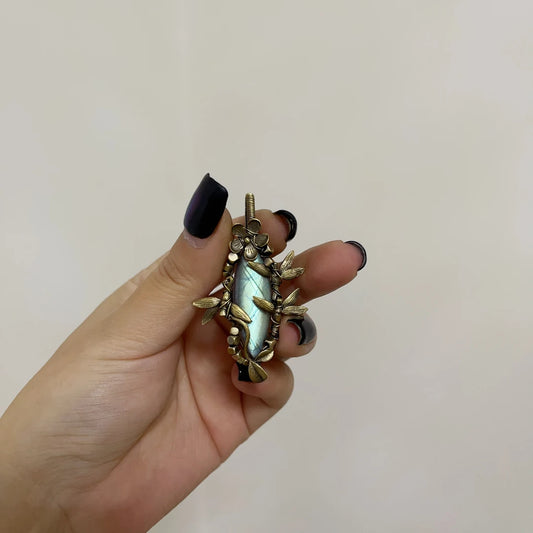 Vintage copper wire labradorite diy pendant