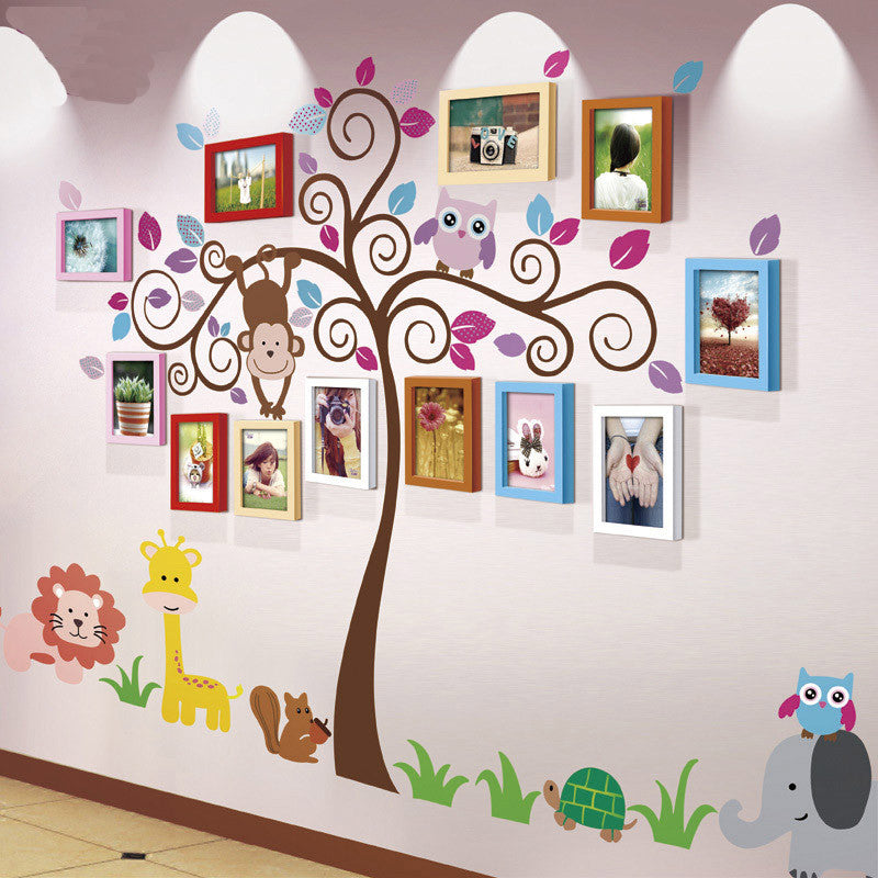 Unique family photo wall decal and frame mix