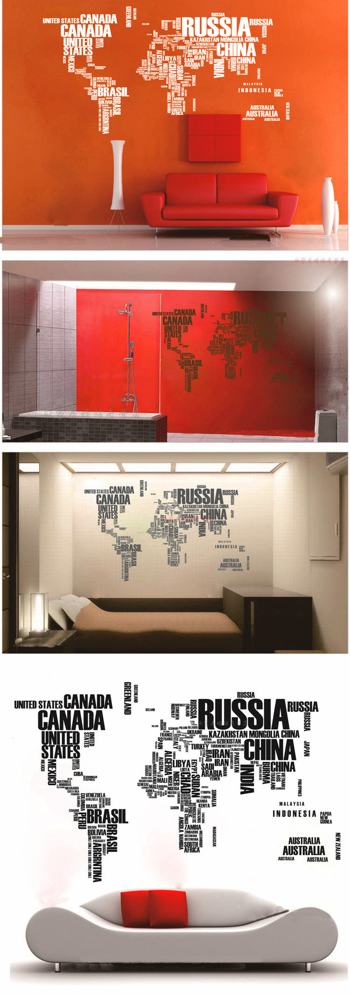 Text World map wall decal - WallDecal