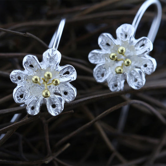 Hollow out petals Silver Earrings