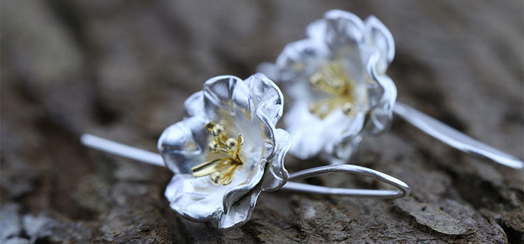 Begonia Silver Earrings hook