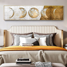 Load image into Gallery viewer, Moon Phase Canvas Painting Golden Moon Wall Art Posters Prints Big Size Planet Solar Wall Pictures for Living Room Decor Cuadros
