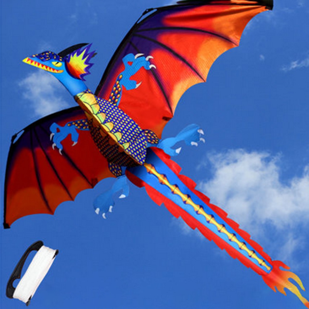 3D Dragon100M Kite Single Line With Tail Outdoor Sports Fun Toy Family Parent-child Interaction  Rainbow Kite