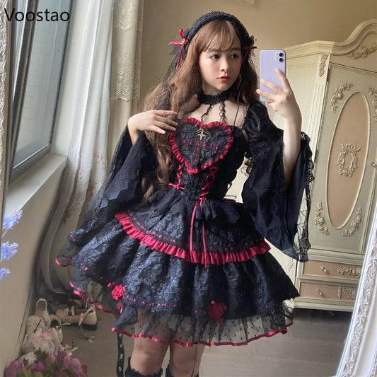 Gothic Lolita Dress Vintage Sweet Witch Vampire Punk