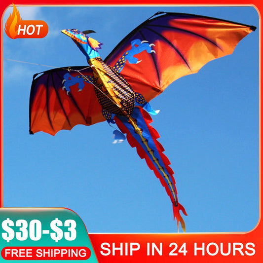 3D Dragon100M Kite Single Line With Tail Outdoor Sports Fun Toy Family Parent-child Interaction  Rainbow Kite