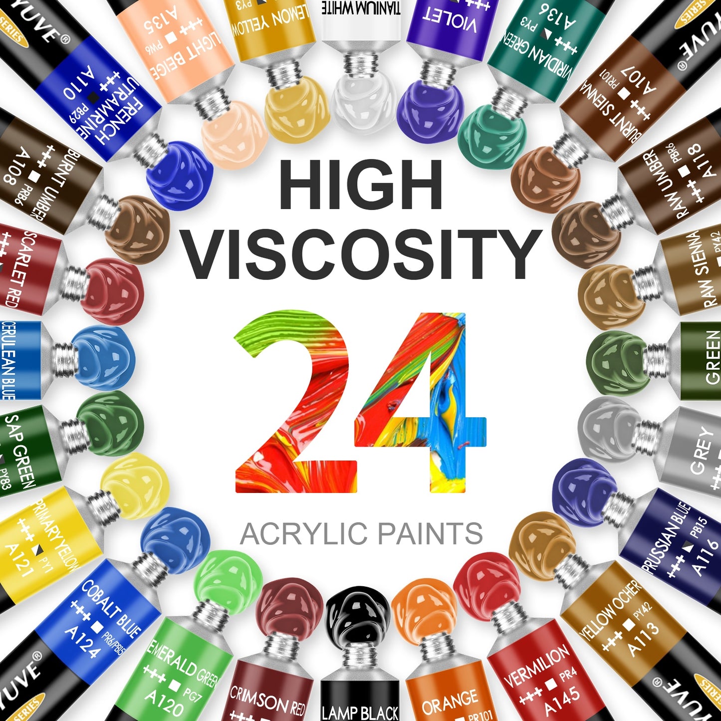Acrylic Paint 12/24 Colors 12ml Tube Acrylic Painting Set