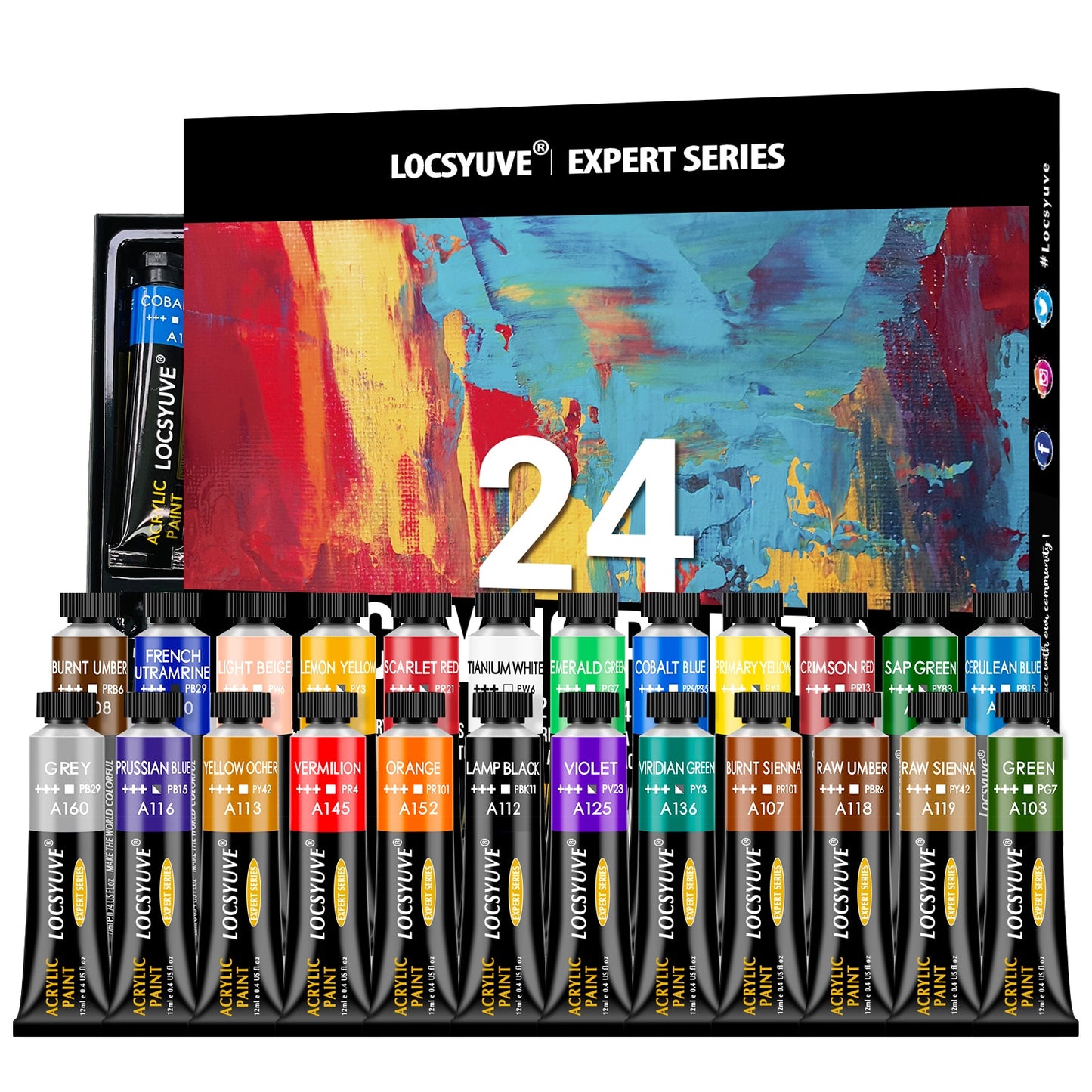 Acrylic Paint 12/24 Colors 12ml Tube Acrylic Painting Set