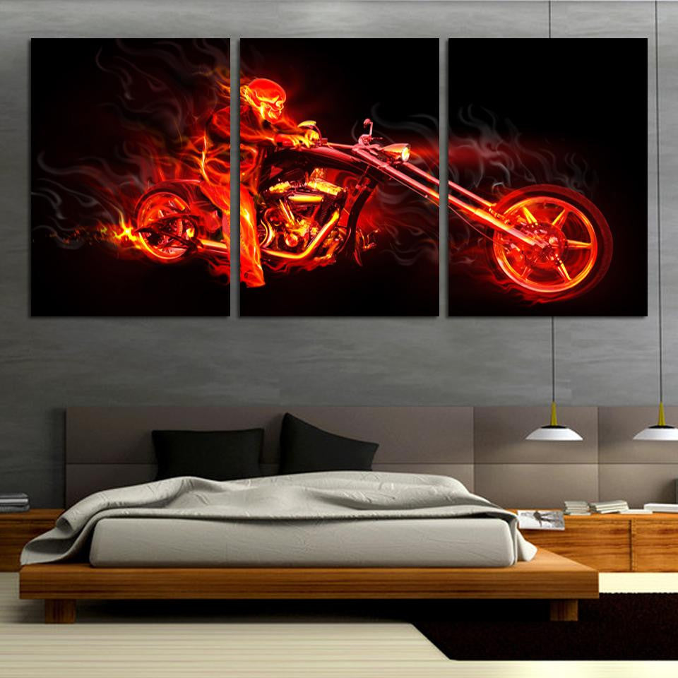3pcs Motorcycle Painting Canvas Wall Art Picture Home Decoration Living Room Canvas Print Modern Painting--Large Canvas Unframed