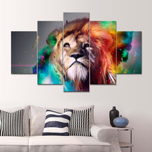 Load image into Gallery viewer, 5 piece canvas art set  Panel oil painting art canvas Wall Hanging Picture color lion art posters
