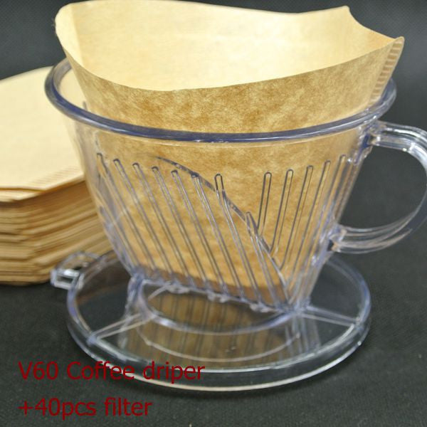 Free Shipping Hario Style V60 Coffee Brewer Drip Coffee filter cups with 40pcs filters