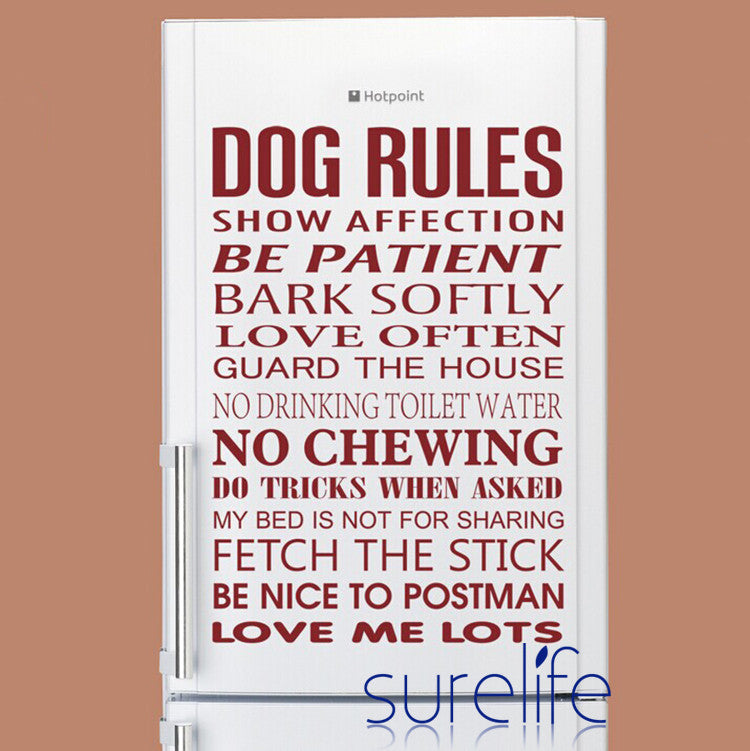 Vinyl Removable Dog Rules Quotes Wall Decals Wall Stickers For Home Decoration Size85*58cm