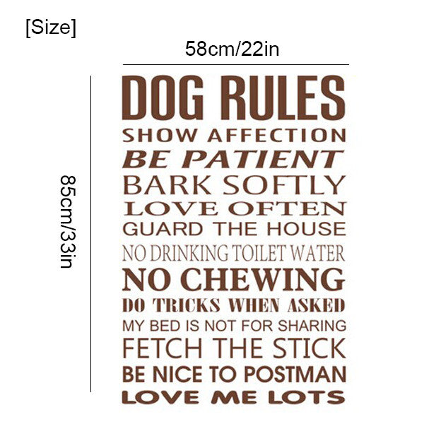Vinyl Removable Dog Rules Quotes Wall Decals Wall Stickers For Home Decoration Size85*58cm