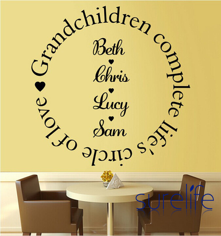 Vinyl  Grandchildren Complete the Circle of Love Wall Quote Wall Decal Waterproof Wallpaper Home Decoration Size 58*58cm