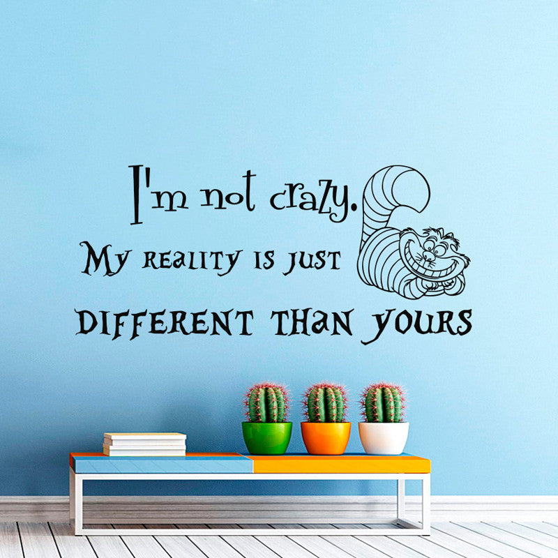 Wall Decals Quotes Alice in Wonderland Wall Decal Quote Cheshire Cat Sayings I'm Not Crazy Wall Vinyl Decals Nursery Home Decor