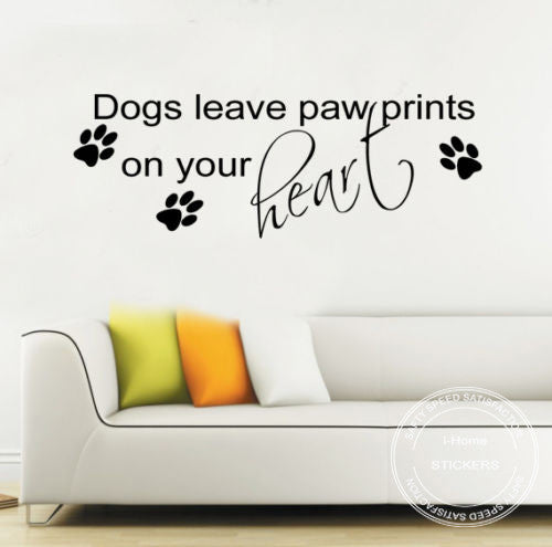 DIY Removable Large dogs leave Paw Prints Wall Sticker Quote Vinyl Decal Mural Art Transfer Size 99*35cm