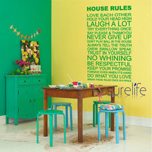Load image into Gallery viewer, New 2015 Removable Vinyl House Rules Wall Quotes Wallpaper Wall Art Decals Stickers Living Room Home Decor Size 96*58cm
