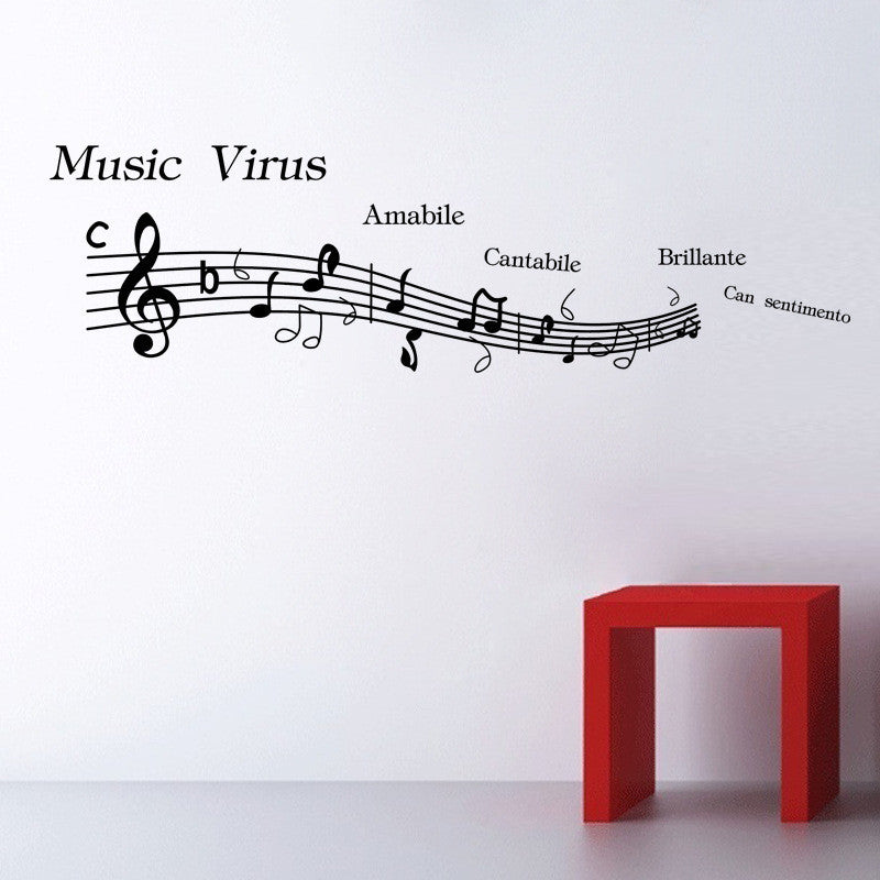 2016 New Music Note Pattern Wall Stickers Home Decor Decoration Art For Wall Removable Waterproof Black 38*57CM