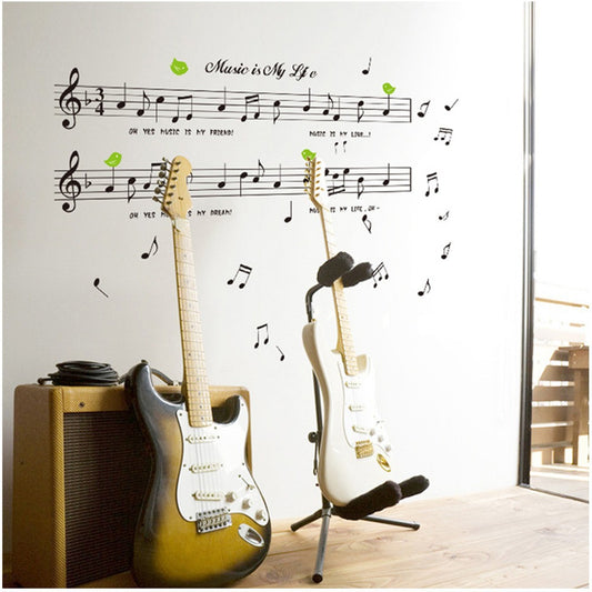 1set Large Size 70*120cm Music Sticker Music Is My Life Theme Music Bedroom Decor & Dancing Music Note Removable Wall Sticker