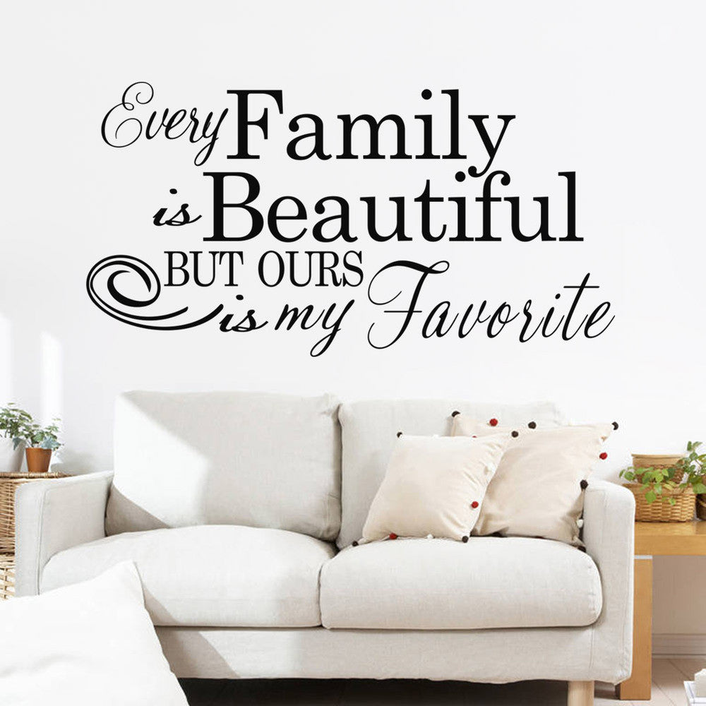 Characters "Family Beautiful" Wall Sticker Living Room Removable wall stickers home decor decoracion PVC Black 57*110CM