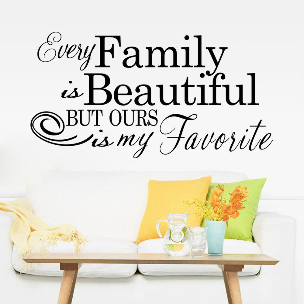 Characters "Family Beautiful" Wall Sticker Living Room Removable wall stickers home decor decoracion PVC Black 57*110CM