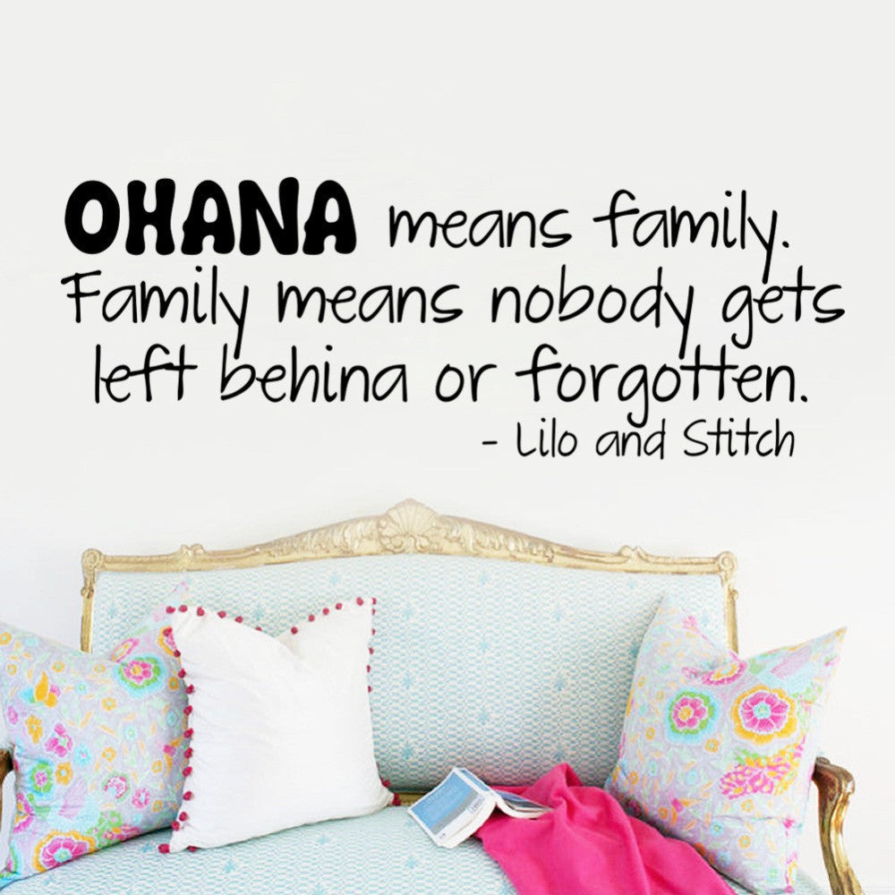 OHANA means family fashion design cartoon wall sticker film Lilo and Stitch appointment kids wall 3D stickers vinyl