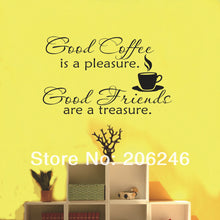 Load image into Gallery viewer, Hot Sale 2014 New Design-Good Coffee Friends Wall Vinyl Sticker Decal Quote Saying Kitchen Decor Free Shipping
