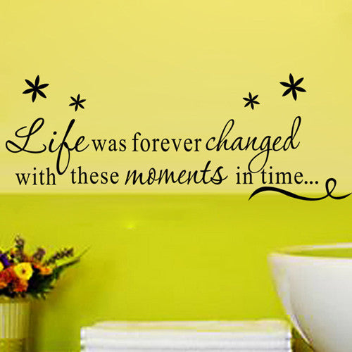 New Design "Life Forever Changed" PVC Removable Wall Sticker Decor for bedroom living rooms