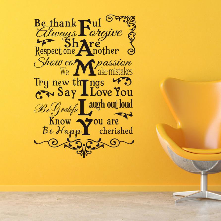 Newly Design FAMILY Wall Sticker For Home Decal  Family Quote Wall Decal ecorating DIY Custom Colors Quote Wall Decal
