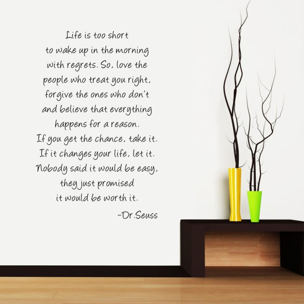 Dr .Seuss painting quote Life Love Forgive home decal wall sticker for kids room living room decorative wallposter 57*88cm