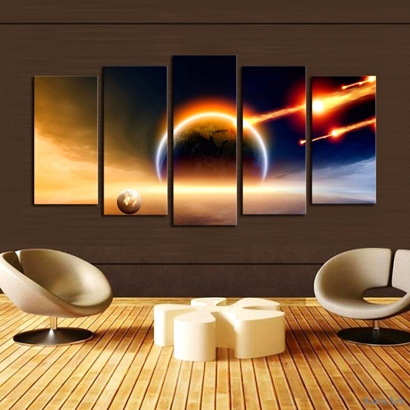 5PCS No Frame Modern Space Universe Landscape Painting Earth Meteorite Print Canvas Painting Wall Picture Home Decor Living Room
