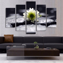 Load image into Gallery viewer, 5 Panel Stone White Flower Painting Modern Wall Art Canvas Printed Painting Decorative Picture for Bedroom No Frame
