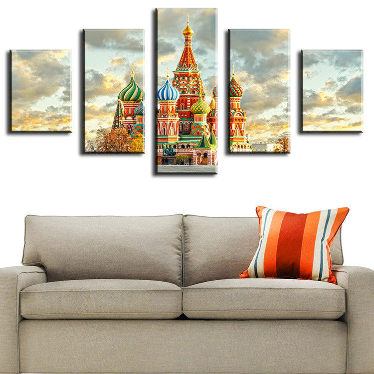 5 Piece moscow-kremlin Modern Home Wall Decor Canvas Picture Art HD Print WALL Painting Set of 5 Each Canvas Arts Unframe