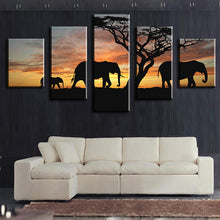 Load image into Gallery viewer, 5 Piece elephants walking  Modern Home Wall Decor Canvas Picture Art HD Print WALL Painting Set of 5 Each Canvas Arts Unframe
