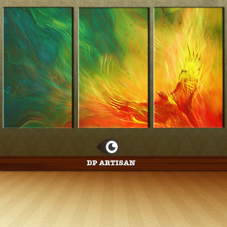 The Best 3Panels Hot selling fresh look colorful inks on canvas Modern frameless pictures home deco red abstract paintings