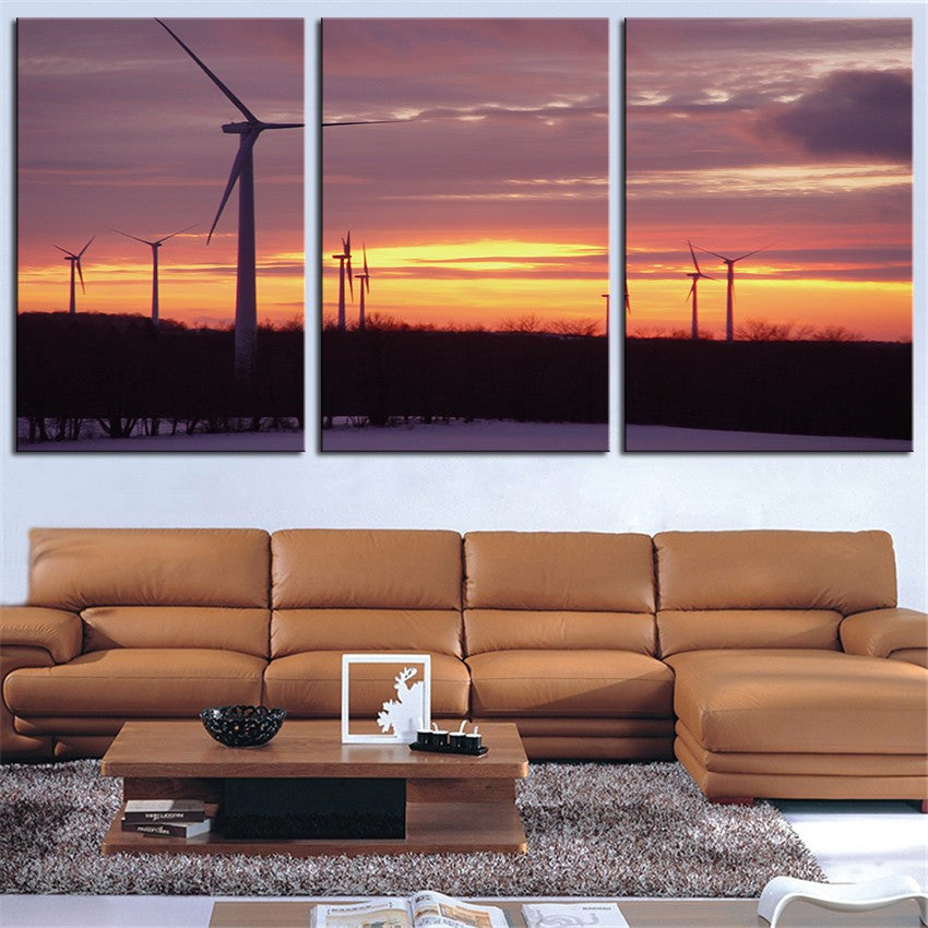 NO FRAME 3pcs Bliss windpark sunset Printed Oil Painting On Canvas wall Painting for Home Decor Wall picture